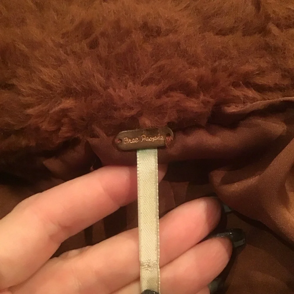 Free People Solid Kate Faux Fur Coat Terracotta XS Double Breasted‎ Button Teddy